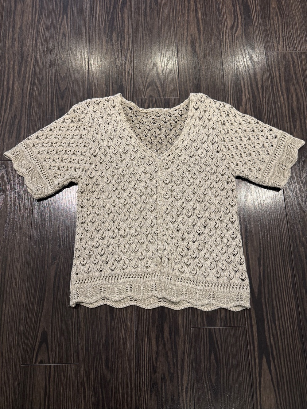 Open Knit Lace Short Sleeve Top